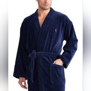 Ralph Lauren Polo Men's Preppy Old Money Soft Cotton Kimono Velour Robe S/M